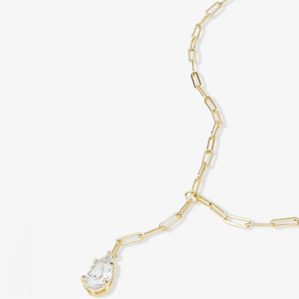 Baby Samantha Teardrop
Lariat Necklace
Gold White Diamondettes - Picture 3 of 5